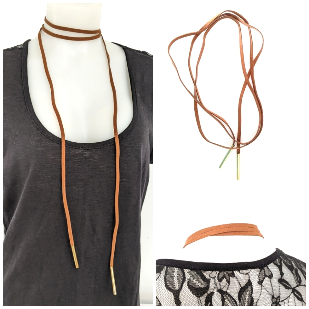3/20$ Brown Faux Leather Lace Up Sexy Chocker